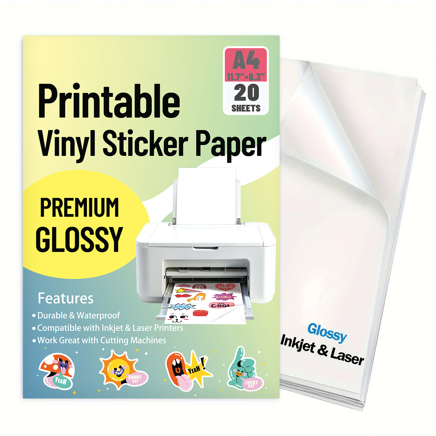 Commercial Vinyl Printing - 20 Sheets A4 Glossy Vinyl Sticker