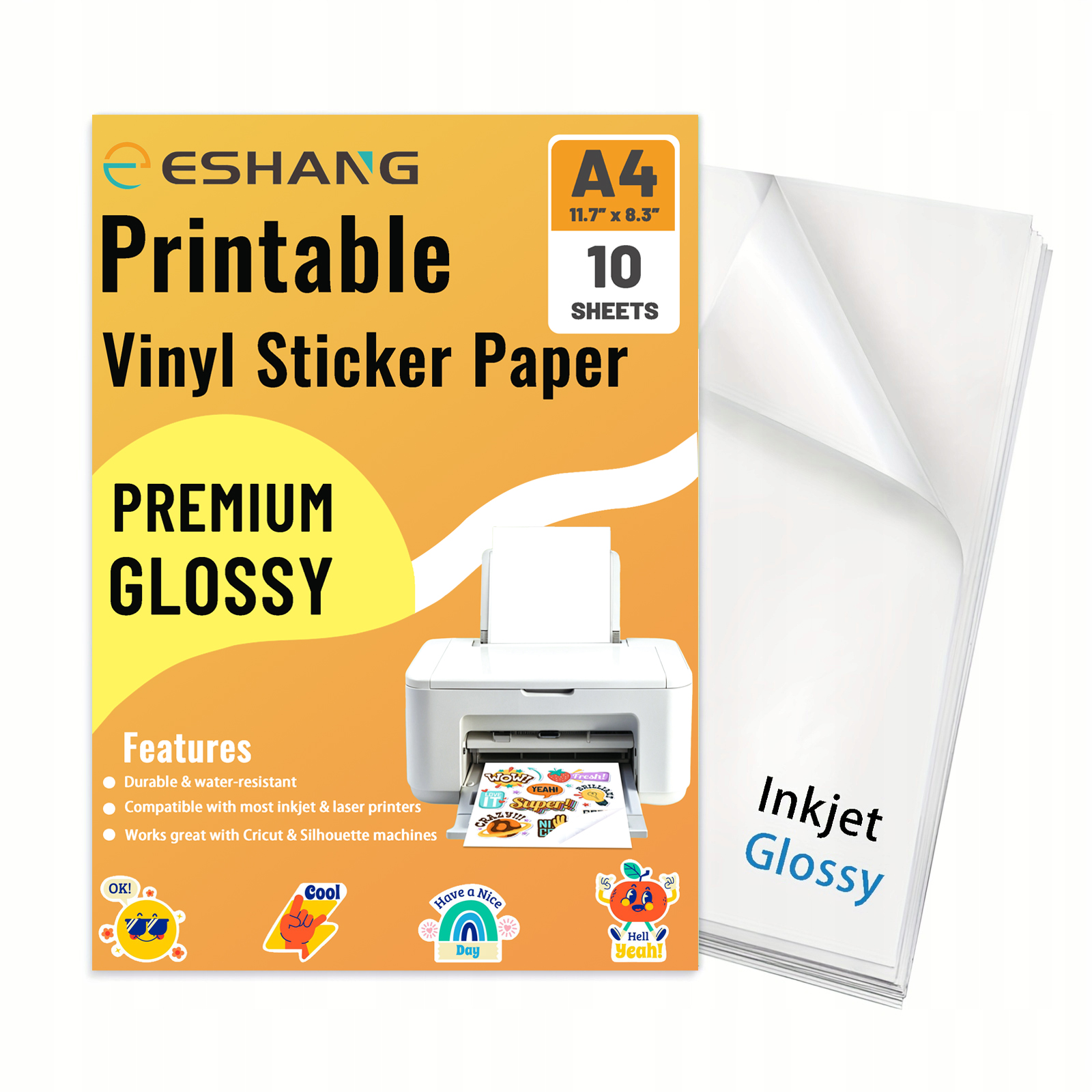 Commercial Vinyl Printing - A4 10 Sheets Glossy White Printable