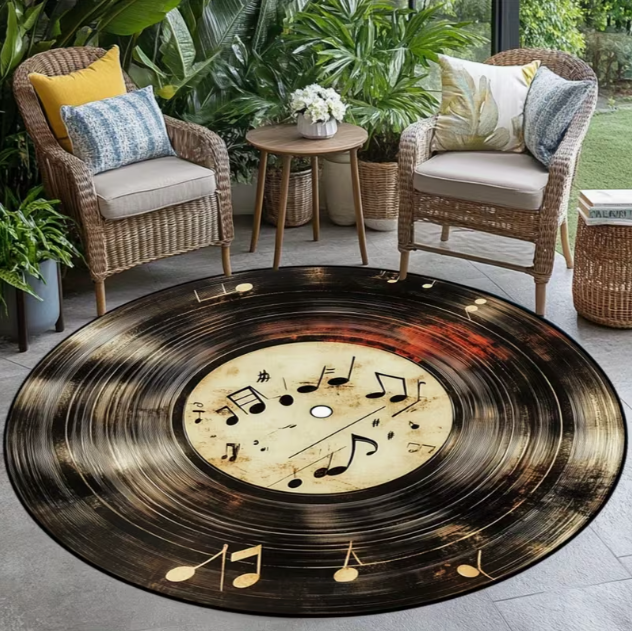 Commercial Vinyl Printing - Elegant Circular Floor Mat with Vinyl