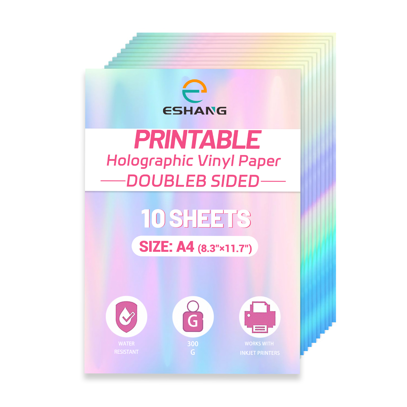 Commercial Vinyl Printing - A4 Size 10 Sheets Rainbow Holographic