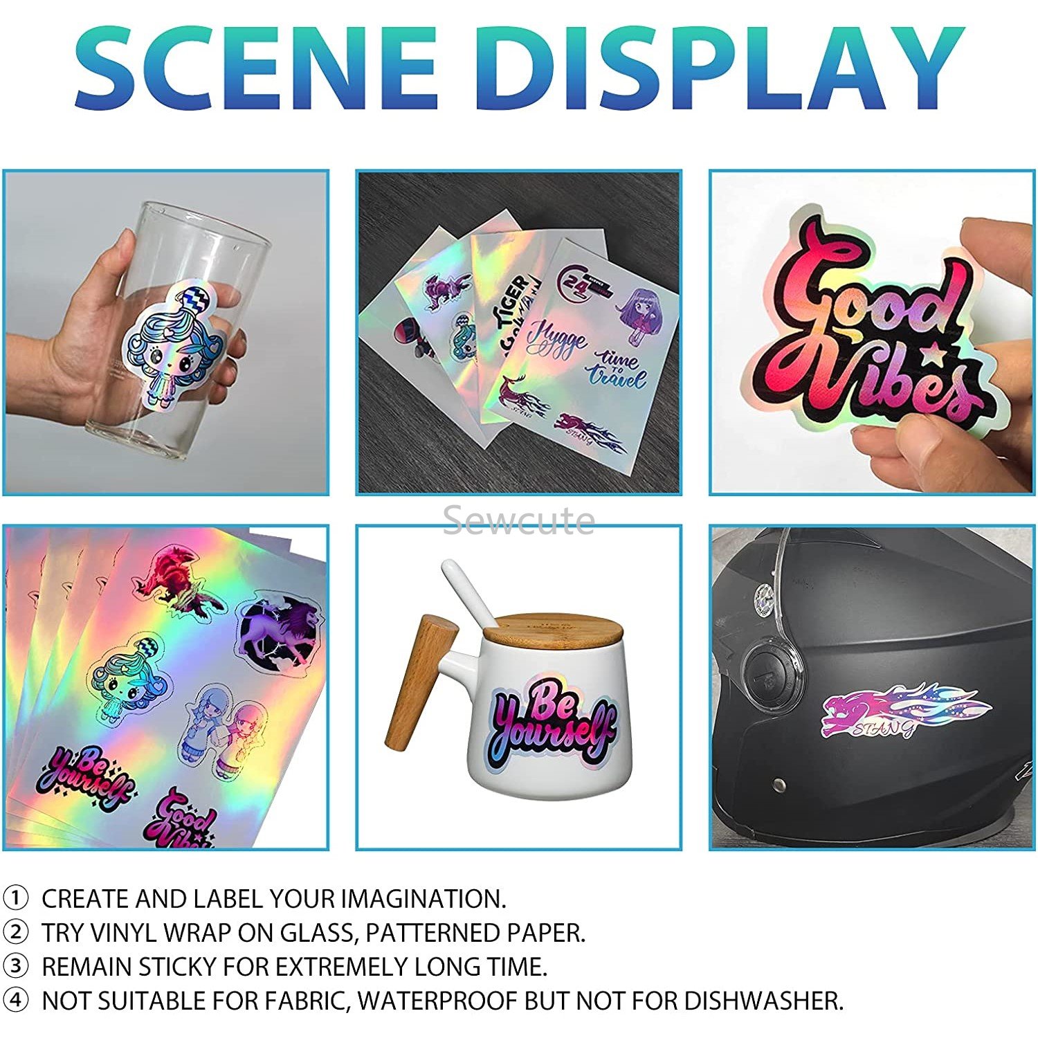 10Sheets Holographic Sticker P - Commercial Vinyl Printing reseña y precio